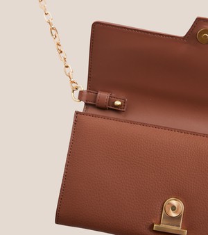 Luella Vegan Bio-Based Bamboo Leather Chain Purse in Brown from Votch