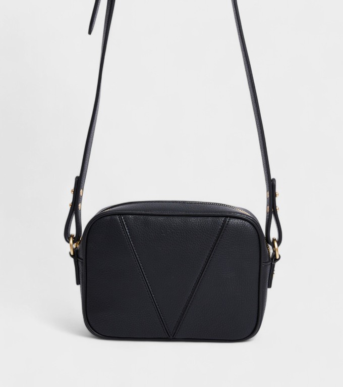 Silvie Vegan Bio-Based Bamboo Dual-Look Bamboo Crossbody Bag in Black from Votch