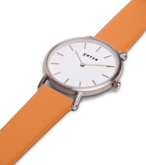 Silver & Burnt Orange Watch | Petite from Votch
