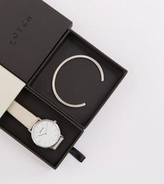 Silver Bangle with Silver & Light Grey Petite Watch via Votch
