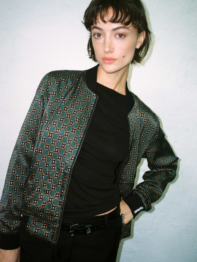 Ruth Reversible Bomber Jacket Emerald/Black from Yahmo