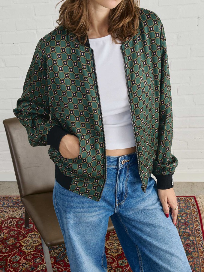 Ruth Reversible Bomber Jacket Emerald/Black from Yahmo