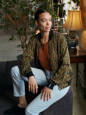 Ruth Reversible Bomber Jacket Artdeco/Black from Yahmo