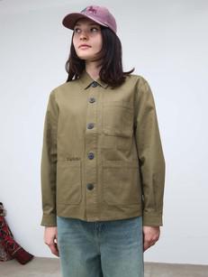 Otti Embroidered Workwear Jacket Olive via Yahmo
