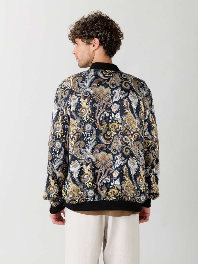 Oskar Reversible Bomber Jacket Bird/Olive from Yahmo