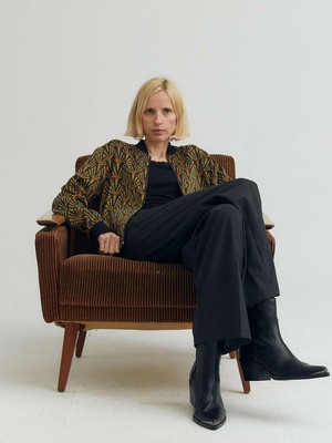 Ruth Reversible Bomber Jacket Artdeco/Black from Yahmo