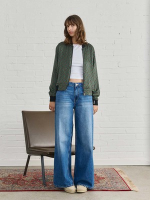 Ruth Reversible Bomber Jacket Emerald/Black from Yahmo