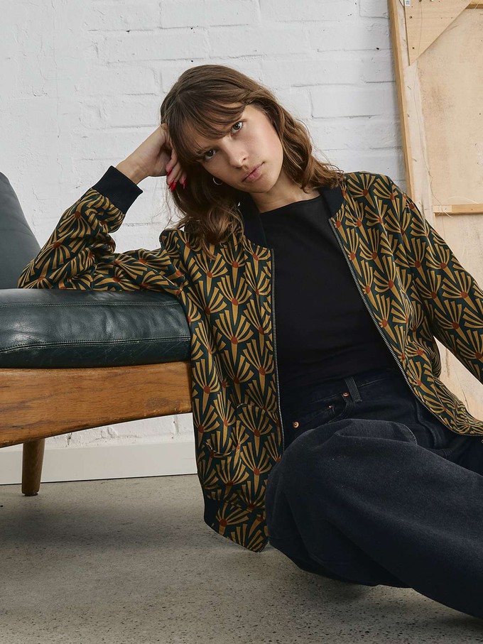 Ruth Reversible Bomber Jacket Artdeco/Black from Yahmo