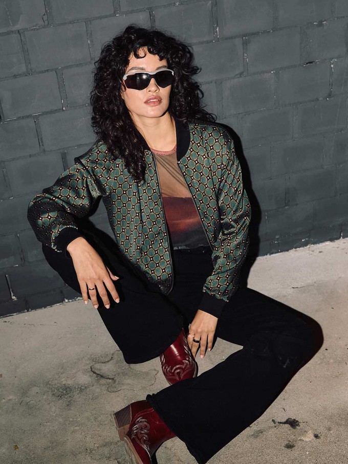 Ruth Reversible Bomber Jacket Emerald/Black from Yahmo