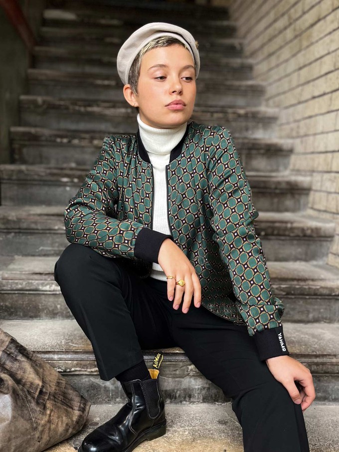 Ruth Reversible Bomber Jacket Emerald/Black from Yahmo