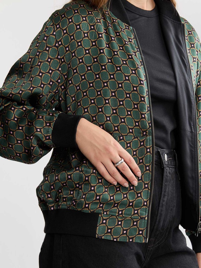 Ruth Reversible Bomber Jacket Emerald/Black from Yahmo