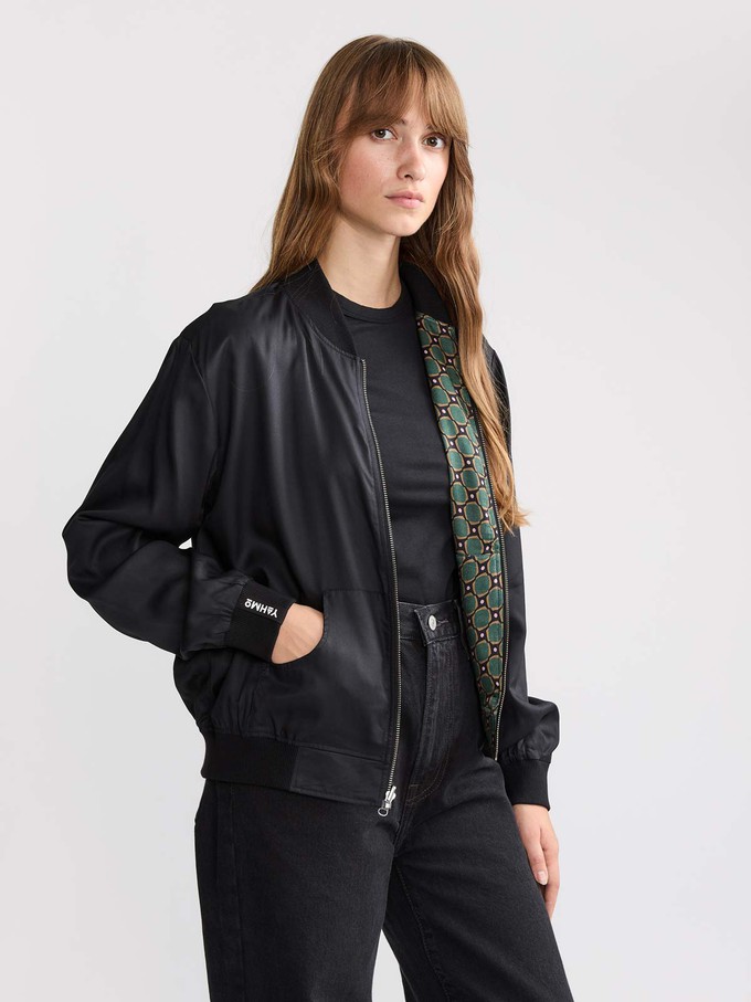 Ruth Reversible Bomber Jacket Emerald/Black from Yahmo
