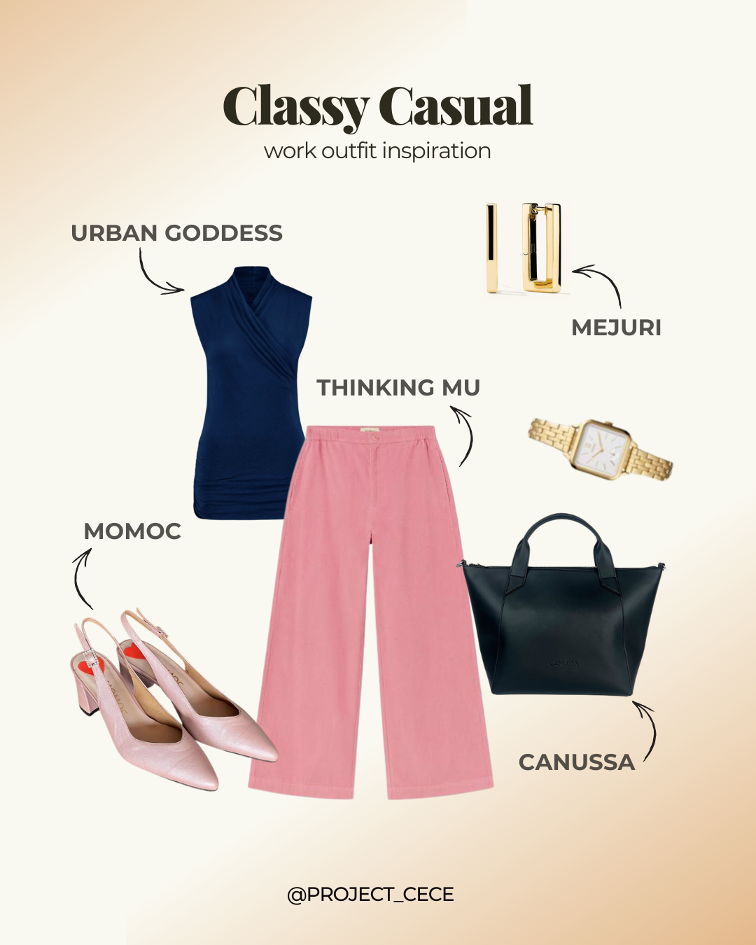 example of a blush and black back to work outfit