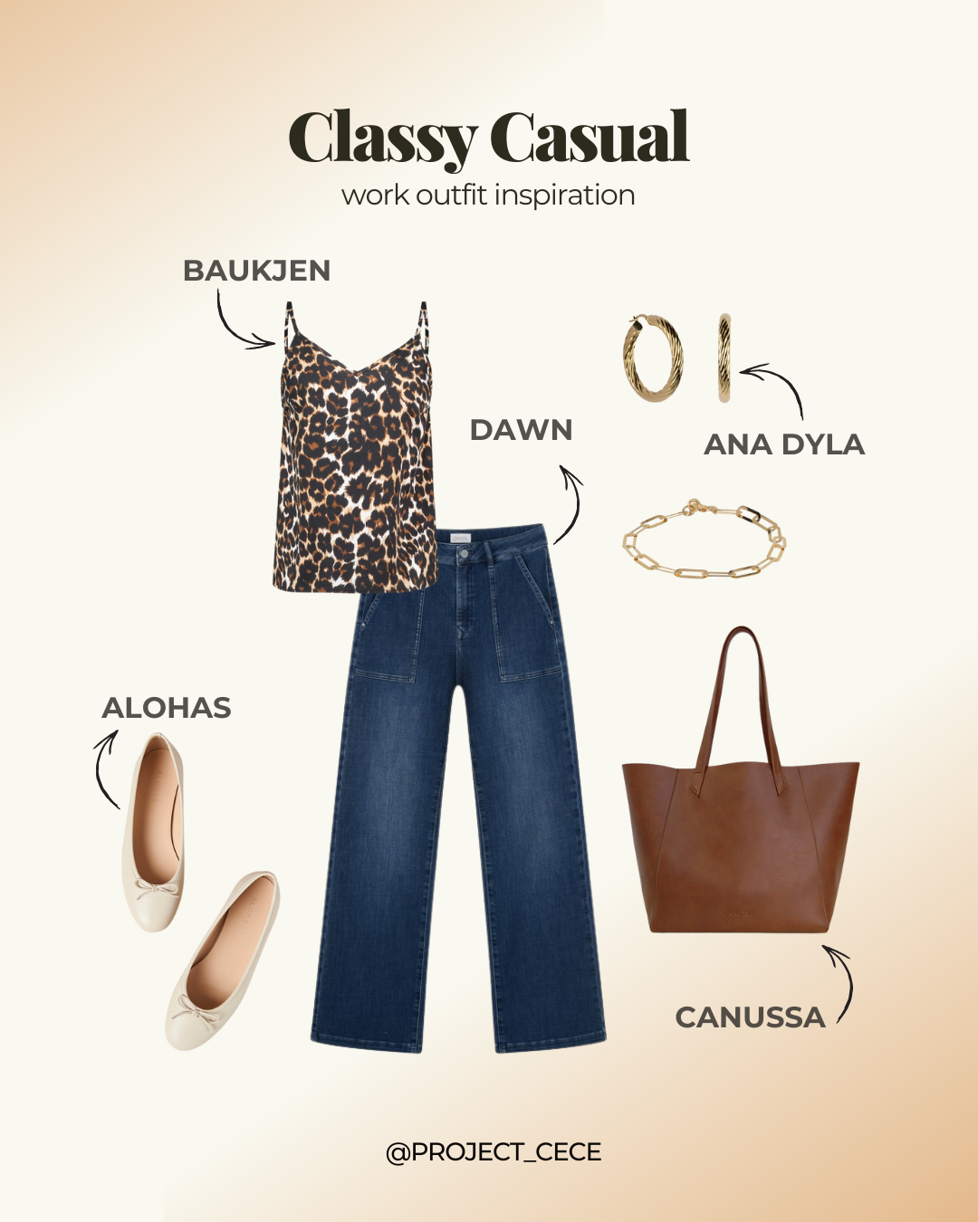 Example of a classy casual outfit with only sustainable brands