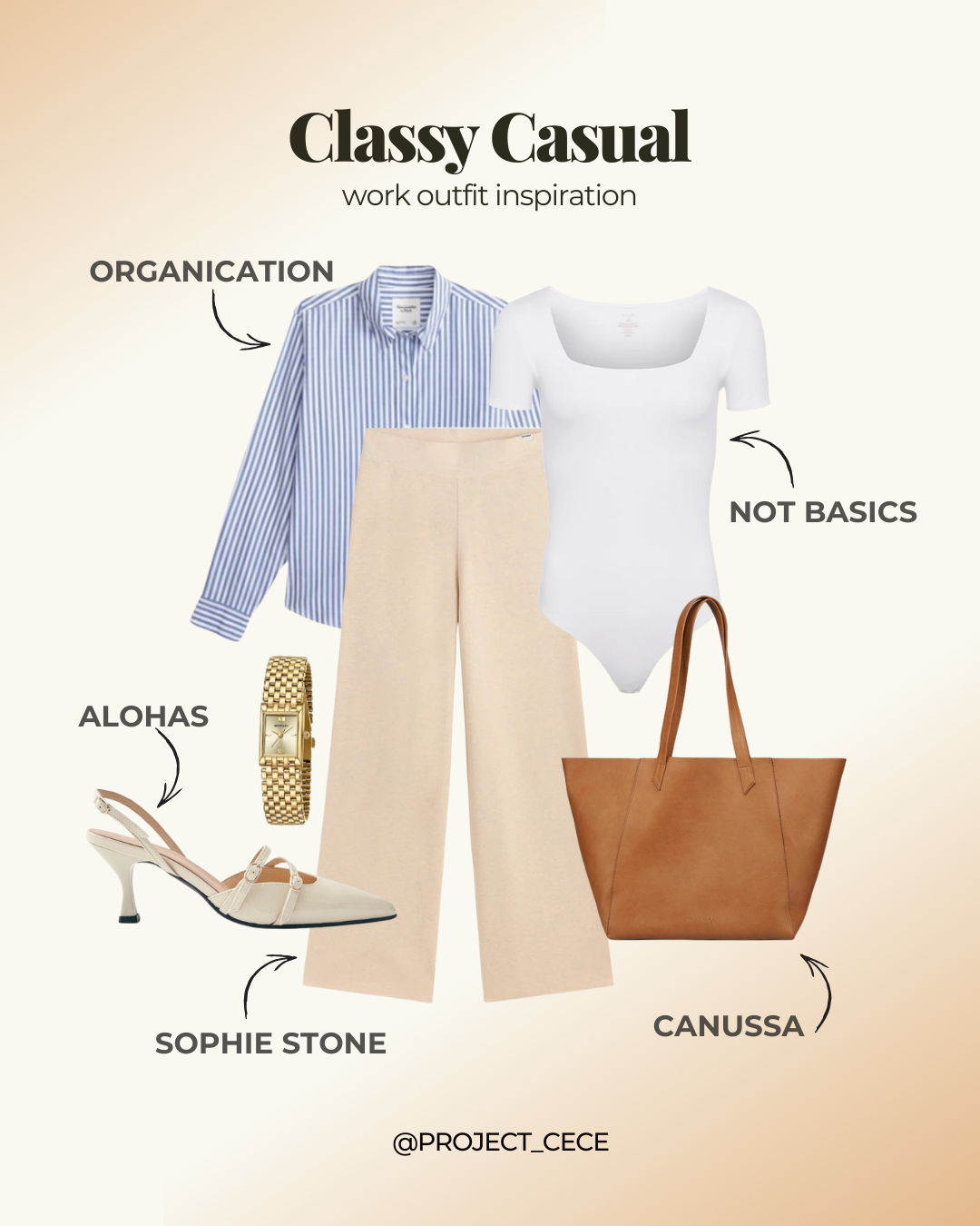 example of a classy casual outfit made with only sustainable brands